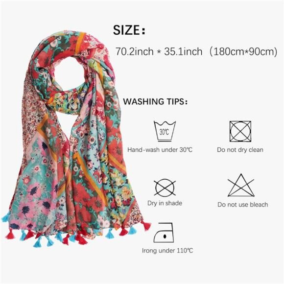 Scarf Lightweight Fashion Floral Printed Floral1 - Picture 3 of 5
